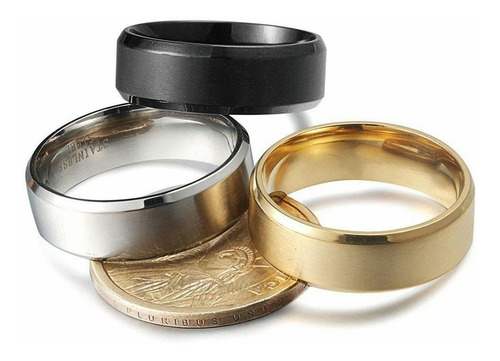 Imagen 7 de 9 de Anillo De Titanio Acero Inoxidable Minimalista Hombre 3pcs