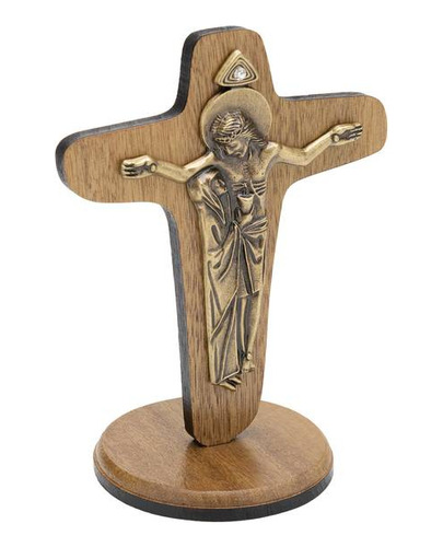 Crucifixo Cruz Da Unidade De Mesa Ouro Velho 12 Cm