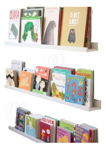 Imagen 3 de 6 de 2 Estante Montesori Infantil Laqueado Flotante 60cm Libros