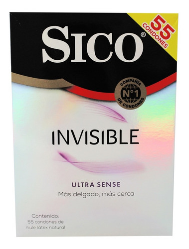 Condones Sico Invisible Ultra Sense Caja Con 55 Piezas