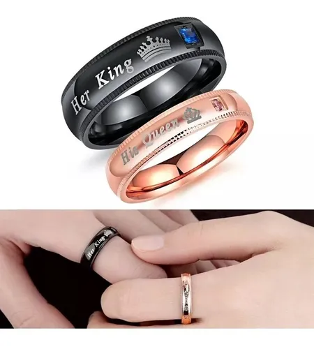 Anillos Para Parejas Novios Par King Y Queen Promesa De Amor