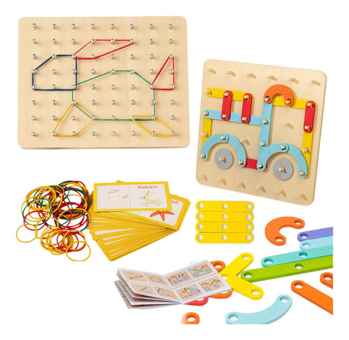 2 Juegos De Madera Montessori Geoboard Toy Learning S