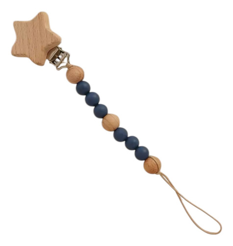 Portachupetes Madera Y Silicona Clip Estrella