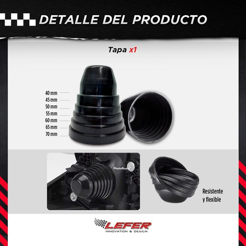 Imagen 2 de 8 de Tapon Capuchon Optica Universal Cree Led De 40 A 70 Mm