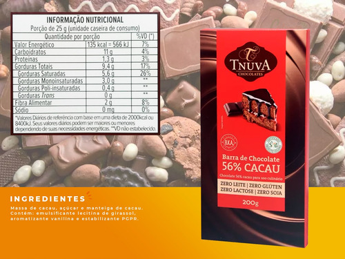 Barra Chocolate Meio Amargo 56% Cacau Sem GlĂșten Tnuva 200g