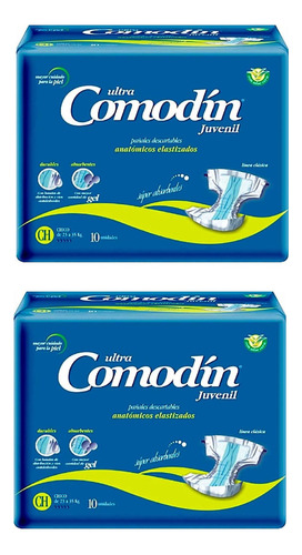 Pack X2u Comodin Ultra Pañales Juvenil Anatómico Chico X10 U