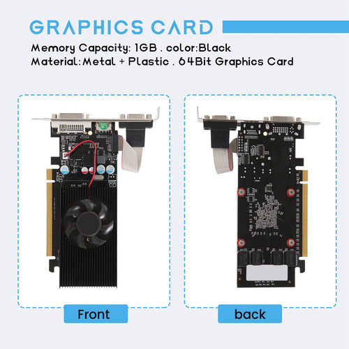 Tarjeta Gráfica Gt210 Ddr2 De 64 Bits, 1 Gb, Compatible Con