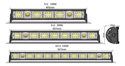 Barra Led Luz Blanca Y Amarilla De Súper Brillo 390w 607mm