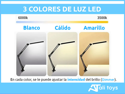 Lampara Escritorio Articulada Led Usb Luz Dibujo Cálida Fria Color De La Estructura Negro