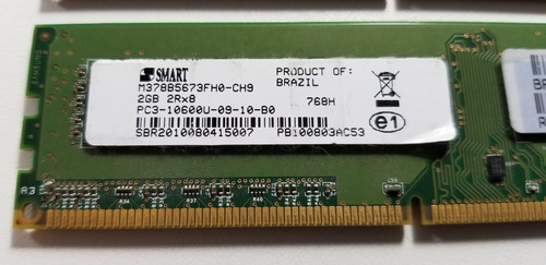 Imagem 3 de 6 de 02x Pentes De Memória Smart Ddr3 2gb Pc3-10600u ( Funcionam)