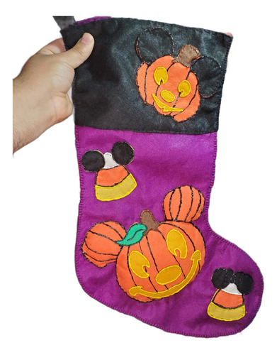 Mickey Disney Bota Navideña Halloween Hecha A Mano