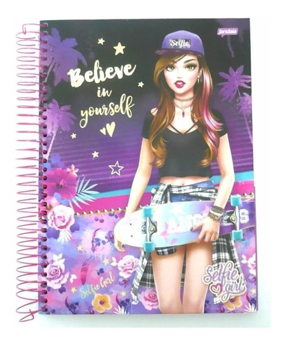 Caderno Selfie Girls Espiral Grande 10 Matérias 200 Folhas