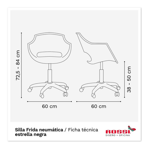 Imagen 4 de 4 de Silla De Escritorio Frida Diseño Rossi
