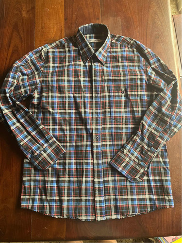 Camisa Jean Cartier Talle 39/40 Cuadrille Manga Larga Azul