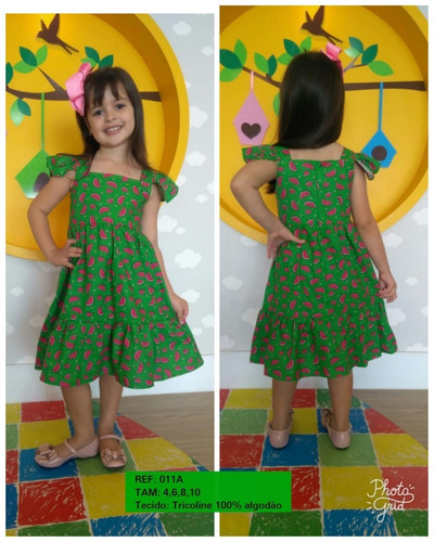 vestido de festa infantil tricoline