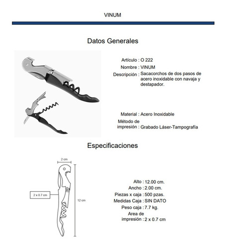 Imagen 4 de 8 de Sacacorchos De Dos Pasos.