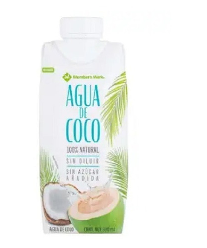 Agua De Coco Member's Mark 100% Natural 18 Piezas De 330 Ml