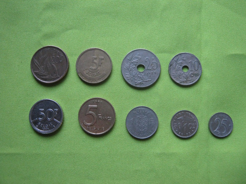 Bélgica Lote 9 Monedas  Diferentes 