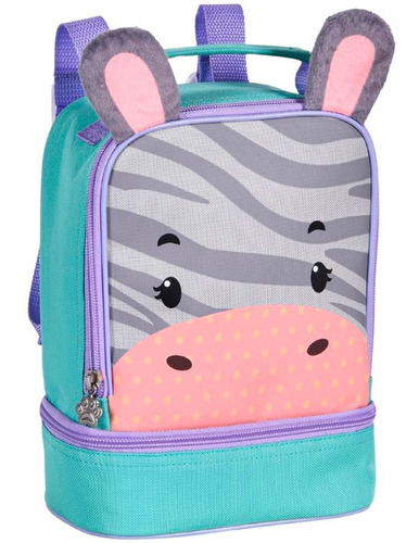 Bolsa Lancheira Térmica Escolar Infantil Animais Zoo Pets Cor Zebra