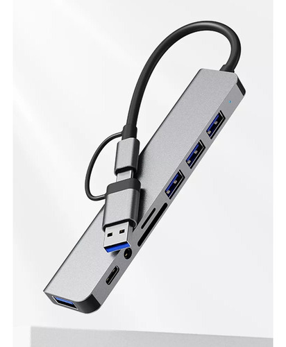 Wa Divisor De Hub Usb De Audio Tipo C Ocho En Uno