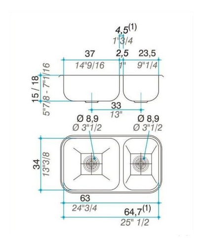 Imagen 2 de 4 de Pileta Acero 304 R37 Johnson Acero