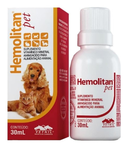 Hemolitan Pet 60ml Suplemento Perro, Gatos, Aves