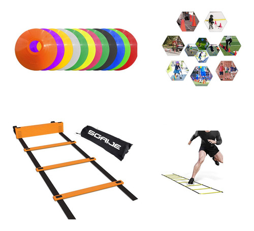 Kit Deportivo Para Entrenamiento 10 Platos + 1 Escalera