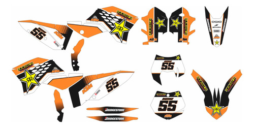 Adesivo Moto Cross Trilha Ktm Sx F 07-10 Laranja Lm141