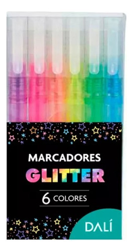 Marcadores Dali Con Glitter En Blister X 6 Unidades