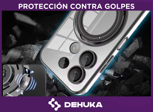 Funda Transparente con Anillo Magnético y Soporte PC-A08i13P Compatible con iPhone 13 Pro Antigolpes Dehuka