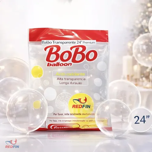 Kit 50 Balões Bolha Transparentes 24 - 60cm - Premium Bexiga Bolha Translúcida Grande Para Festa Casamento E Aniversário Balões Bubble Transparentes Decoração Festiva Alta Qualidade Marca Redfin