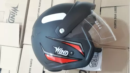 Capacete taurus wind visor V3 techno preto fosco em Promoção na