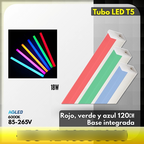 Tubo Led T5 Azul 18w 120cm Base Integ Plast 6500k 85-265v