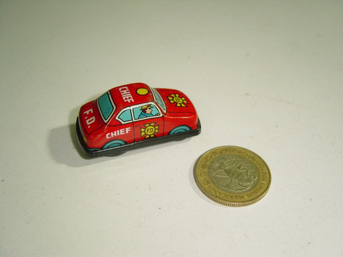 Vintage Mini Cochecito De Fricción Lamina Y Plástico Bombero