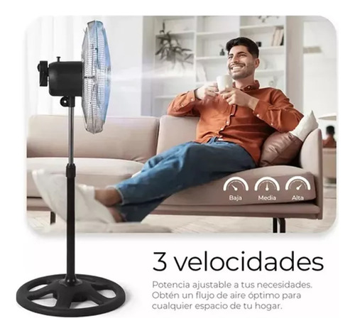 Pared 3 En 1 Ventilador 18 Pulgadas Pedestal, Piso,5 Aspas