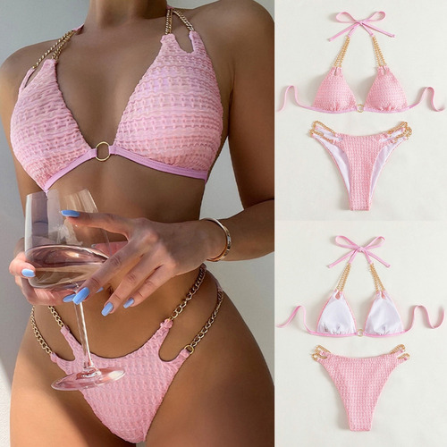 C (pk-xl) Traje De Baño Tipo Tanga De Corte Alto Con Cuello
