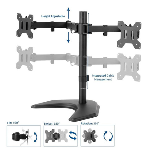 Monitor Lcd Led Duplo Vivo Stand-v002f Mesa Independente...