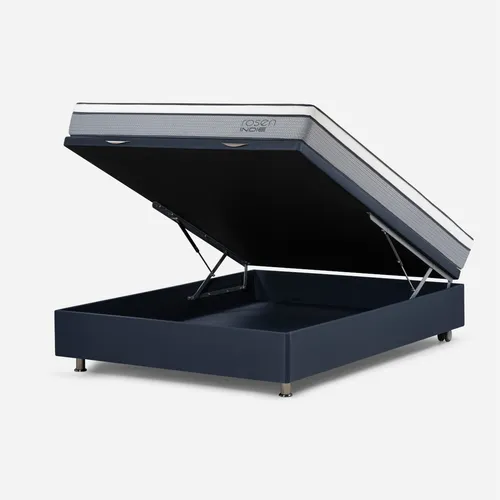 Boxet Indie Rosen 2 Plazas + Respaldo Y Veladores Issey Azul