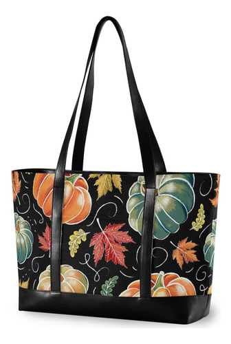 Bolso Tote Calabaza Hoja Arce Para Mujer Organizador 15,6 