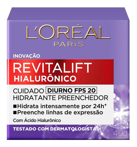 Loreal Revitalift Hialurônico Creme Antirrugas Fps 20 49g