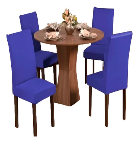 6 Capas Para Cadeira Jantar Com Elástico Imediato Cor Azul Royal