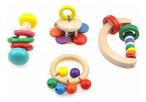 Sonajeros Para Bebe Juguete De Madera Estimulacion Temprana