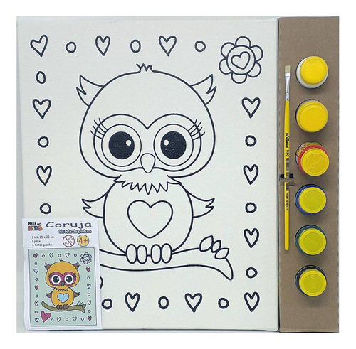 Kit Pintura Tela 25x30cm Coruja - Kits For Kids