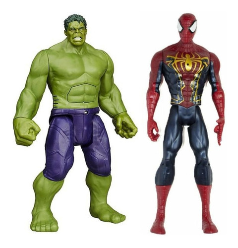 Kit 2 Bonecos Hulk E Homem Aranha 30 Cm Com Led E Som Marvel