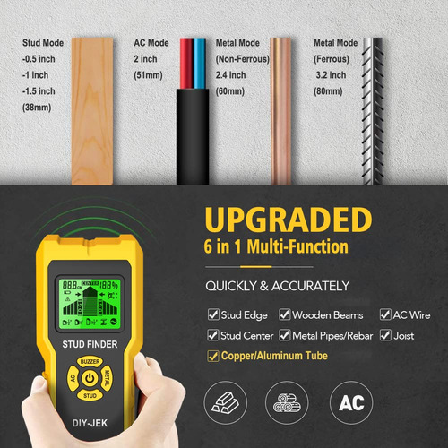 Escáner De Pared 6 En 1 Con Pantalla Lcd Y Alarma Amarillo