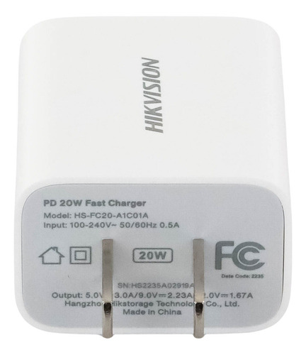 Cargador Mini Usb - C (compacto) De 20 W Carga Rápida Hikvis Color Blanco