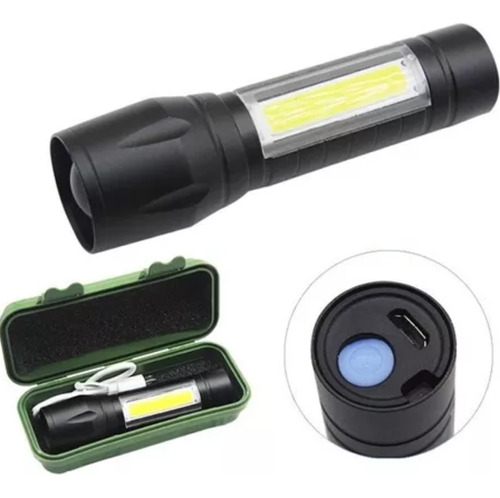 Linterna Mini Tactica Led Recargable Zoom Usb Linterna 