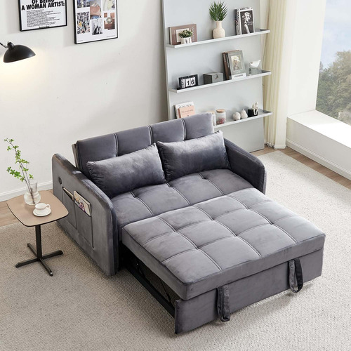 Sofa Tipo Cama Con Porta Vasos 2 Cuerpos
