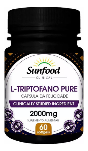 L-triptofano Puro Triptofano 2000mg Por Capsula 60 Softgels 