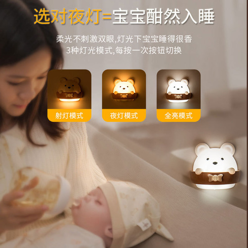 Protección Ocular Led De Pared, Bonita Forma De Oso, Montada